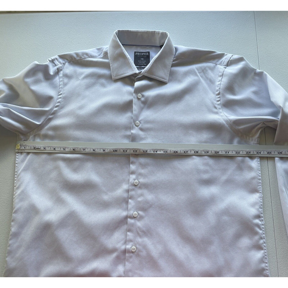 Proper Shirtings Contemporary Fit Button Up Dress Shirt Mens 17 36-35 Light Gray - Picture 7 of 12